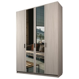 Шкаф 4-х дверный «Экон», 1600×520×2300 мм, 2 зеркала, цвет ясень шимо светлый