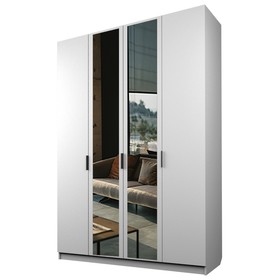 Шкаф 4-х дверный «Экон», 1600×520×2300 мм, 2 зеркала, цвет белый