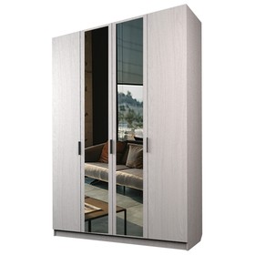 Шкаф 4-х дверный «Экон», 1600×520×2300 мм, 2 зеркала, цвет ясень анкор светлый