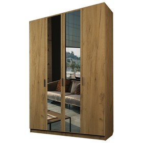 Шкаф 4-х дверный «Экон», 1600×520×2300 мм, 2 зеркала, цвет дуб крафт золотой