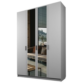 Шкаф 4-х дверный «Экон», 1600×520×2300 мм, 2 зеркала, цвет серый шагрень