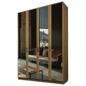 Шкаф 4-х дверный «Экон», 1600×520×2300 мм, 4 зеркала, цвет дуб крафт золотой