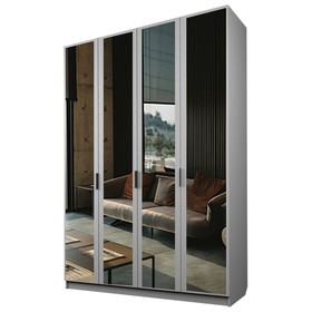 Шкаф 4-х дверный «Экон», 1600×520×2300 мм, 4 зеркала, цвет серый шагрень
