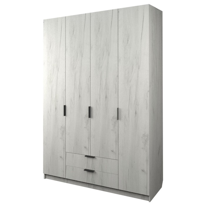 Шкаф 4-х дверный «Экон», 1600×520×2300 мм, 2 ящика, цвет дуб крафт белый