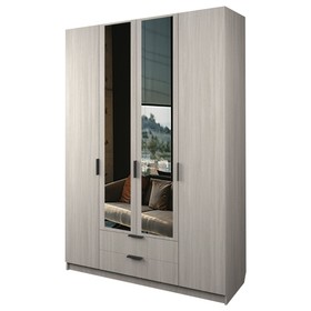 Шкаф 4-х дверный «Экон», 1600×520×2300 мм, 2 ящика, 2 зеркала, цвет ясень шимо светлый