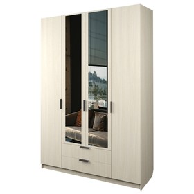 Шкаф 4-х дверный «Экон», 1600×520×2300 мм, 2 ящика, 2 зеркала, цвет дуб молочный