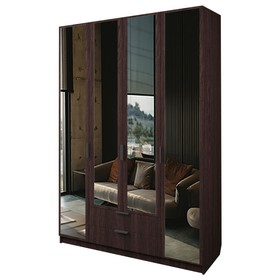 Шкаф 4-х дверный «Экон», 1600×520×2300 мм, 2 ящика, 4 зеркала, цвет венге