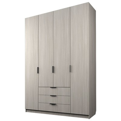 Шкаф четырёхдверный «Аллоджио. Экон», 3 ящика, 1600×520×2300 мм, цвет ясень шимо светлый