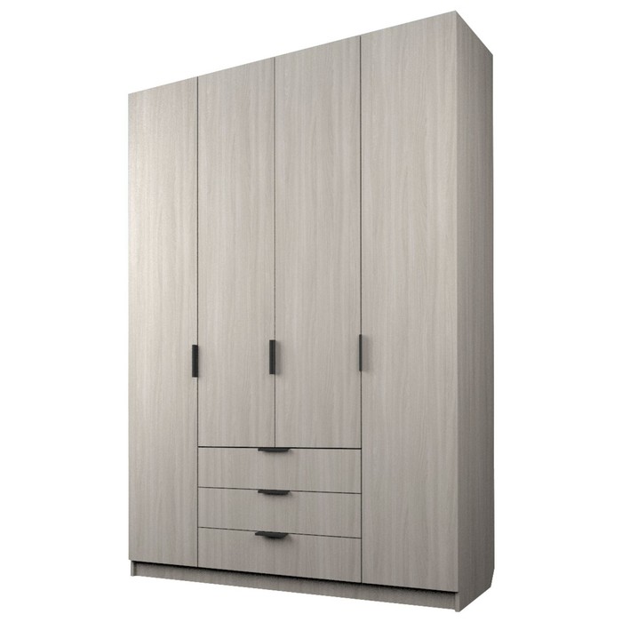 Шкаф 4-х дверный «Экон», 1600×520×2300 мм, 3 ящика, цвет ясень шимо светлый - Фото 1