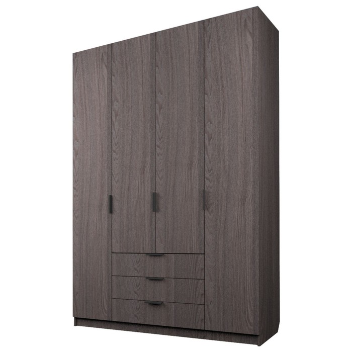 Шкаф 4-х дверный «Экон», 1600×520×2300 мм, 3 ящика, цвет ясень анкор тёмный