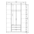 Шкаф четырёхдверный «Аллоджио. Экон», 3 ящика, 4 зеркала, 1600×520×2300 мм, цвет ясень шимо светлый - Фото 3