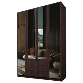 Шкаф 4-х дверный «Экон», 1600×520×2300 мм, 3 ящика, 4 зеркала, цвет венге