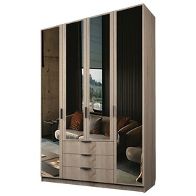 Шкаф 4-х дверный «Экон», 1600×520×2300 мм, 3 ящика, 4 зеркала, цвет дуб сонома