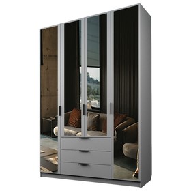 Шкаф 4-х дверный «Экон», 1600×520×2300 мм, 3 ящика, 4 зеркала, цвет серый шагрень