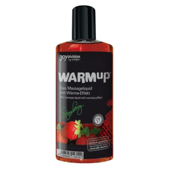 Съедобное массажное масло JoyDivision WARMup со вкусом клубники, разогревающее, 150 мл - Фото 1