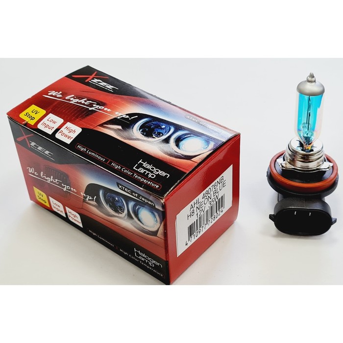 Лампа галогенная H8 12 В, 35W, PGJ19-1, Neon Blue, белый свет, голубой оттенок - Фото 1