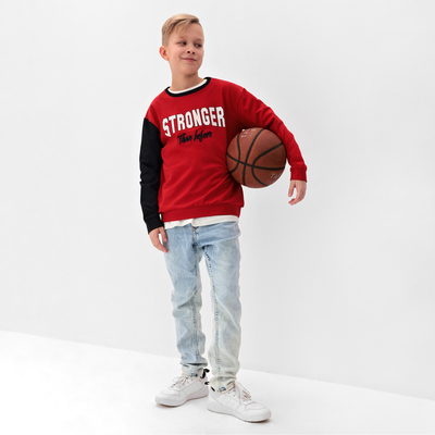 Свитшот для мальчика MINAKU: Stronger, красный, рост 140 см