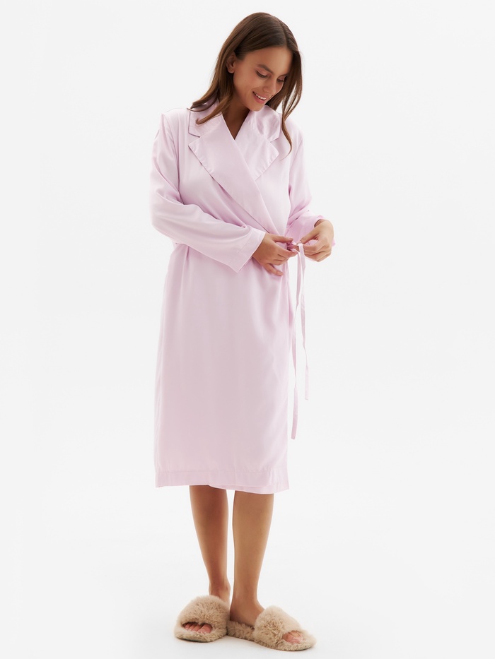 Халат домашний женский с запахом MINAKU: Home collection, розовый, размер 42 - Фото 1