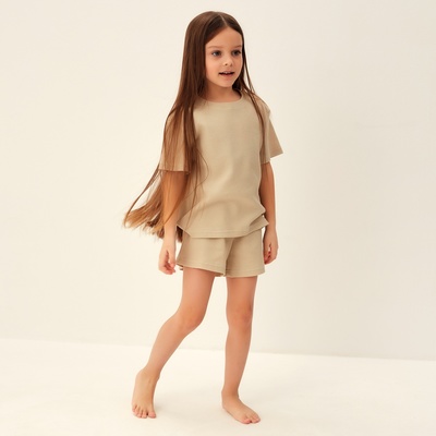 Пижама детская SL HOME, размер 32 (110-116 см), бежевая