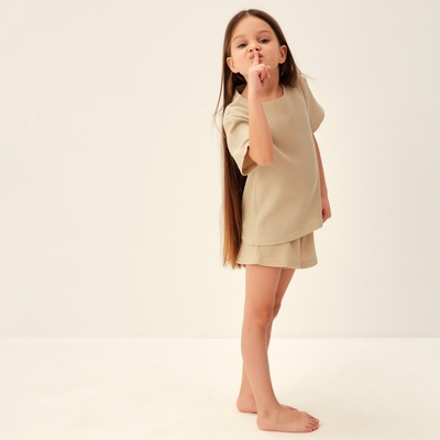 Пижама детская SL HOME, размер 34 (122-128 см), бежевая