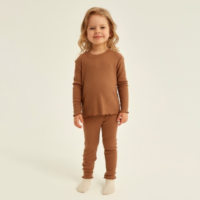 Пижама для девочки (лонгслив и легинсы) SL HOME, размер 28 (86-92 см), цвет кофейный