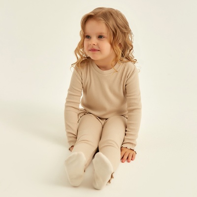 Пижама детская SL HOME, размер 8 (146-152 см), бежевая