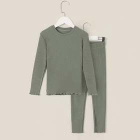 Пижама для девочки (лонгслив и легинсы) SL HOME, размер 28 (86-92 см), оливковая 10197189