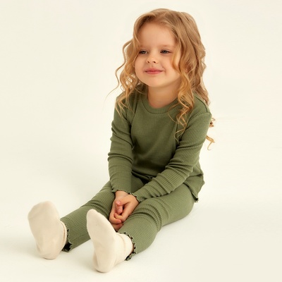 Пижама детская SL HOME, размер 32 (110-116 см), оливковая