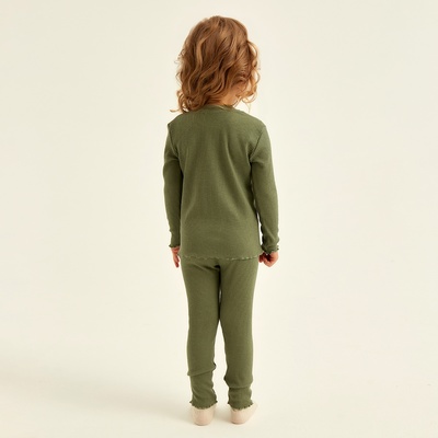 Пижама детская SL HOME, размер 32 (110-116 см), оливковая