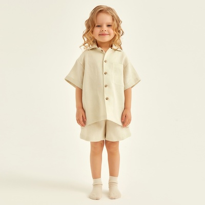 Пижама для девочки (рубашка и шорты) SL HOME, размер 30 (98-104 см), цвет молочный