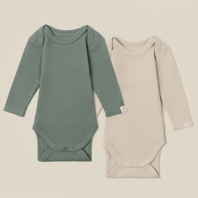 Набор боди 2 шт. SL HOME, рост 68-74 см, бежевый, оливковый