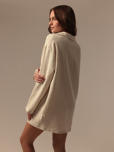 Пижама женская (рубашка, брюки) SL HOME Linen, размер 48 (XL), цвет молочный