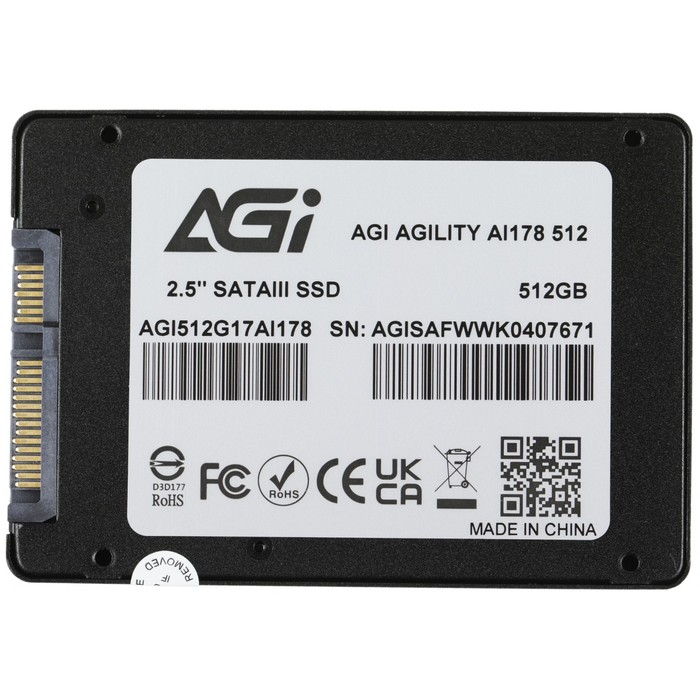 Накопитель SSD AGi SATA III 512GB AGI512G17AI178 AI178 2.5" - фото 51540131