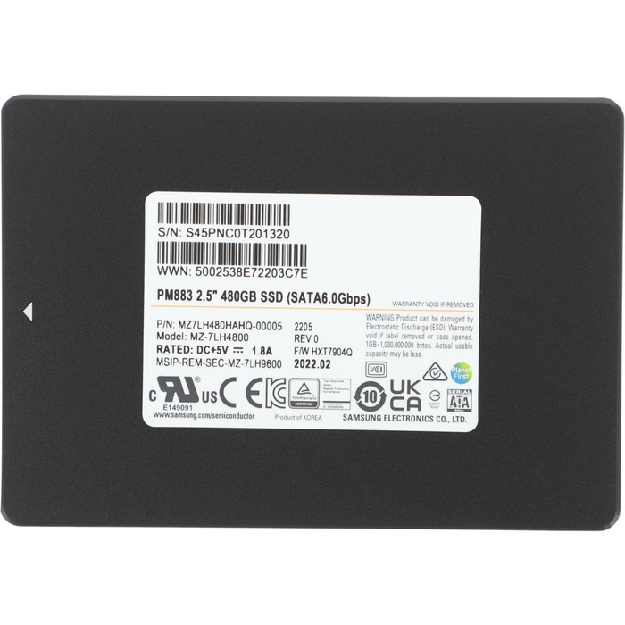 Накопитель SSD Samsung S SATA III 480GB MZ7LH480HAHQ-00005 PM883 2.5" .3 DWPD OEM - фото 51565806