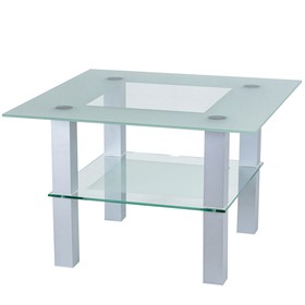 Стол журнальный Кристалл 1, 750x750x500, алюминий/прозрачное стекло