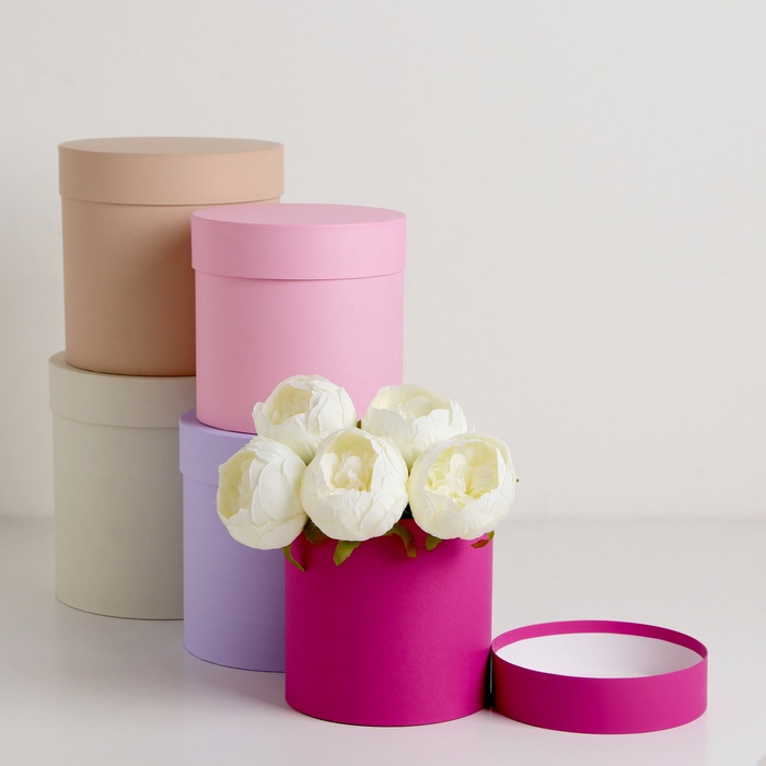 Набор круглых коробок 5 в 1 «Ягодный», 23×23 - 15×15 см - Фото 1