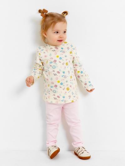 Футболка с длинным рукавом Крошка Я Flower, рост 74-80 см, бежевая