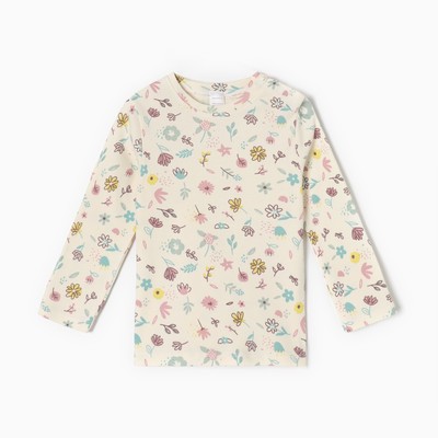 Футболка с длинным рукавом Крошка Я Flower, рост 62-68 см, бежевая