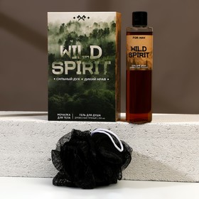 Гель для душа 250 мл и мочалка « Wild spirit», подарочный набор, аромат древесный пряный, HARD LINE