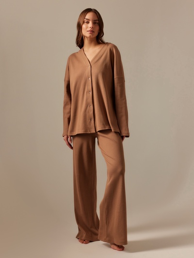 Костюм домашний женский (рубашка и брюки) SL HOME р. S, кофейный