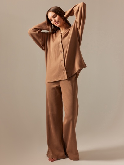 Костюм домашний женский (рубашка и брюки) SL HOME р. S, кофейный