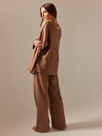 Костюм домашний женский (рубашка и брюки) SL HOME р. S, кофейный