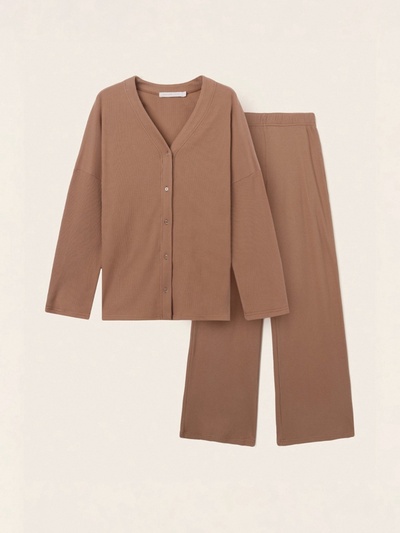 Костюм домашний женский (рубашка и брюки) SL HOME р. S, кофейный