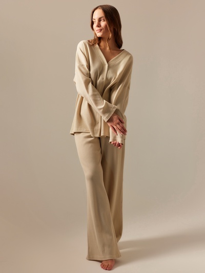 Костюм домашний женский (рубашка и брюки) SL HOME р. S, бежевый
