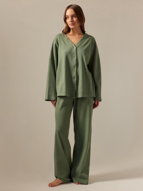 Пижама женская (рубашка, брюки) SL HOME Soft Home, размер 40-42, оливковая