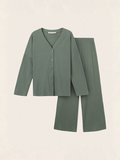 Пижама женская (рубашка, брюки) SL HOME Soft Home, размер 48 (XL), оливковая