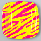 Тарелка одноразовая бумажная квадратная "Зебра"розовая, 16,5х16,5 см - Фото 2