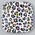 Тарелка одноразовая бумажная квадратная "Леопард",яркая, 16,5х16,5 см - Фото 2
