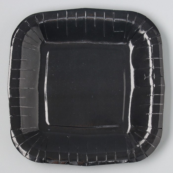 Тарелка бумажная квадратная "черная",квадратная, 16,5х16,5 см