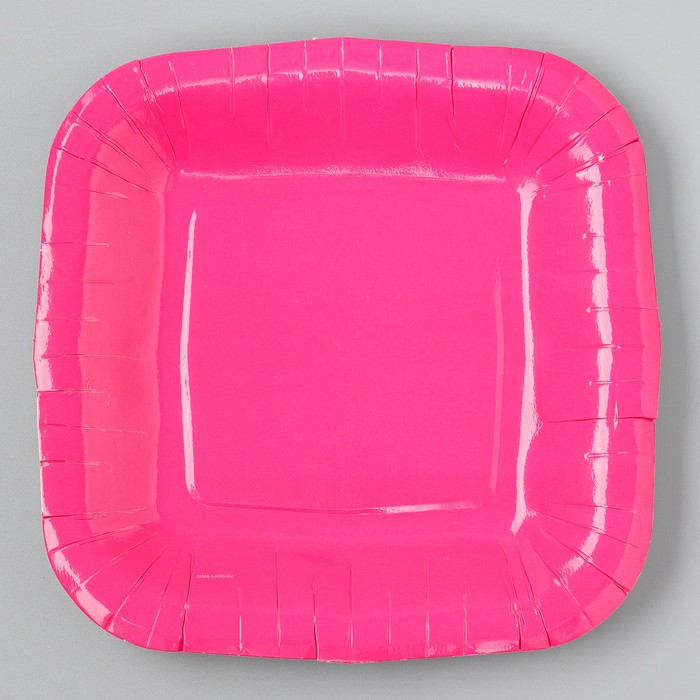 Тарелка бумажная квадратная "розовая",квадратная, 16,5х16,5 см